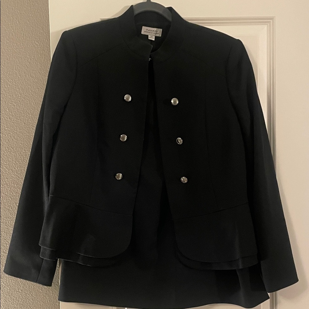Tahari Black Double-Breasted Blazer